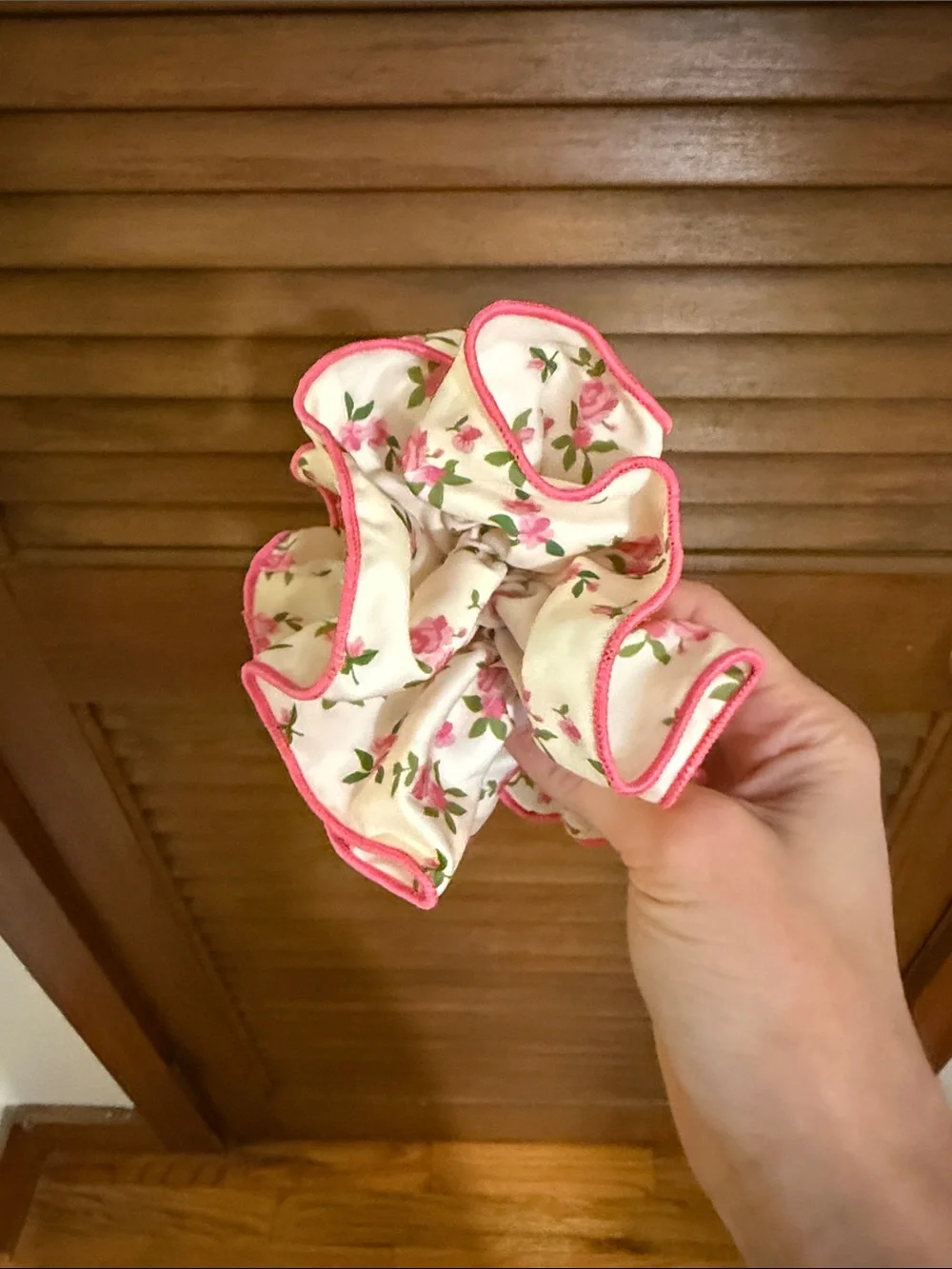 Kids Floral Hair Scrunchie Duo — Blue & Pink